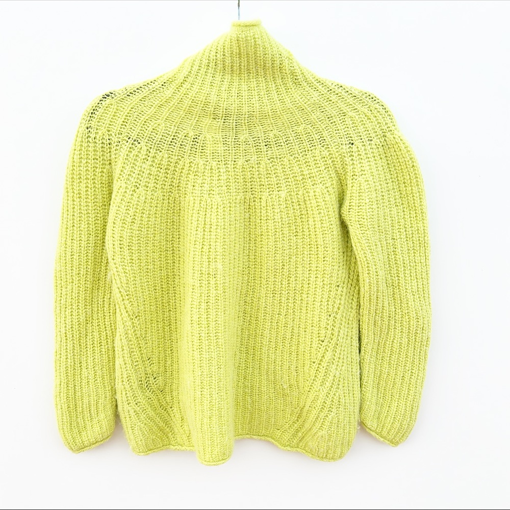 Rag & Bone Joseph Turtle Neck Sweater Knit Alpaca Merino Wool Lime Green XS - Picture 4 of 6